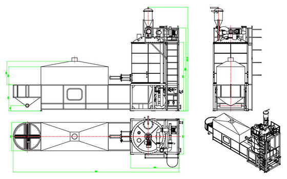 Automatische blauwe / groene EPS EPU Foaming Pre-expander machine buitenzool uit China met fluidzed droge bed